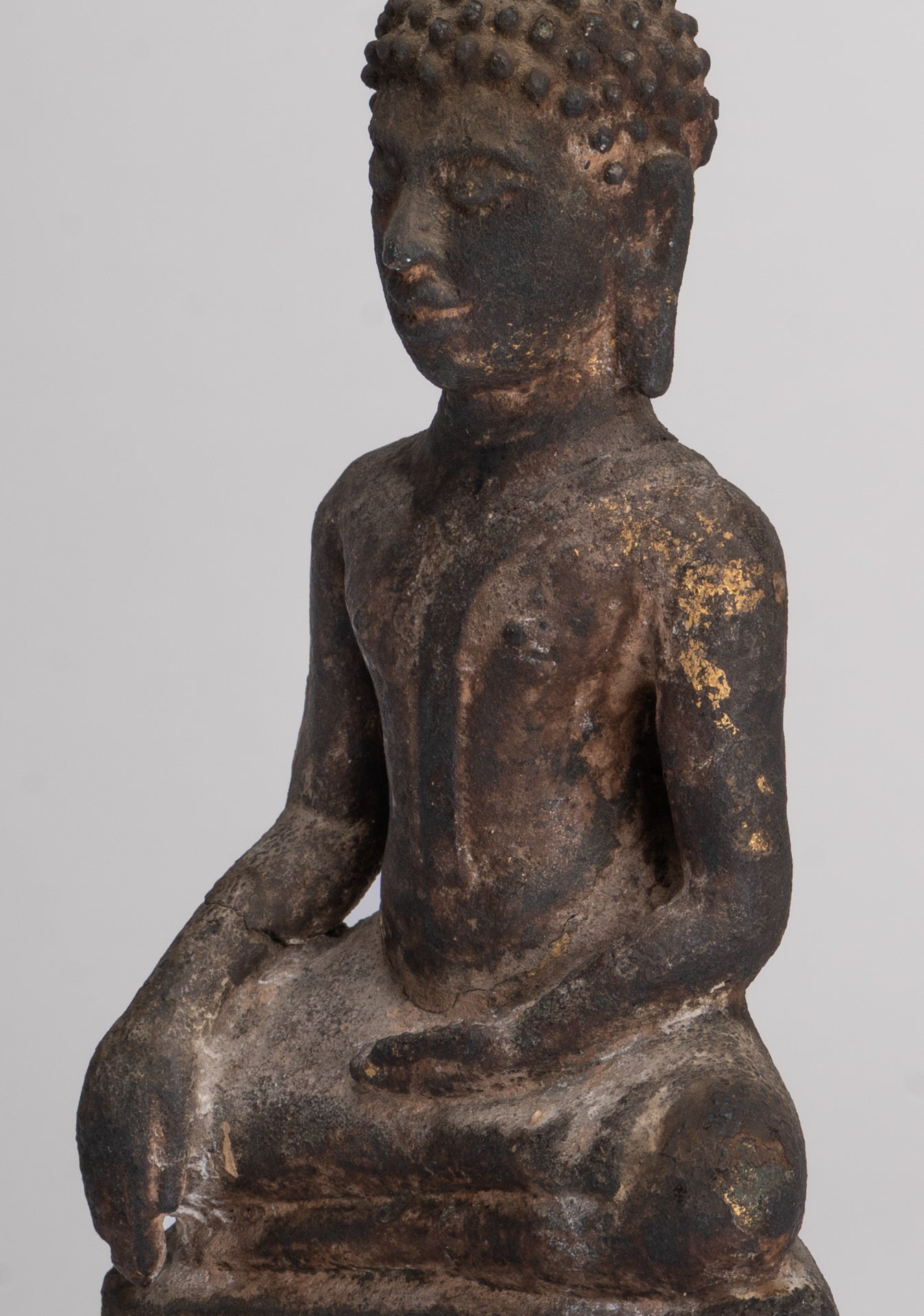 Antique Ayutthaya Style Seated Enlightenment Buddha Statue - 20cm/8"