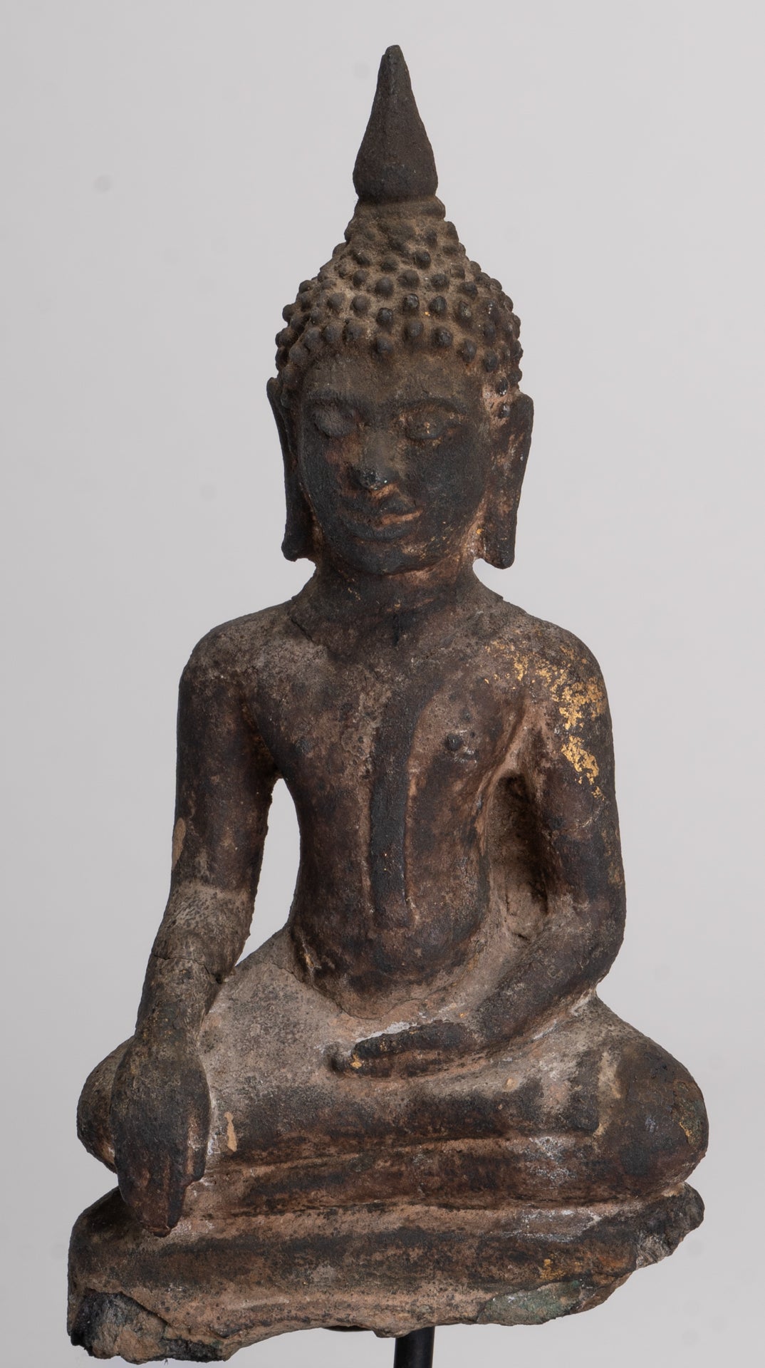 Antique Ayutthaya Style Seated Enlightenment Buddha Statue - 20cm/8"