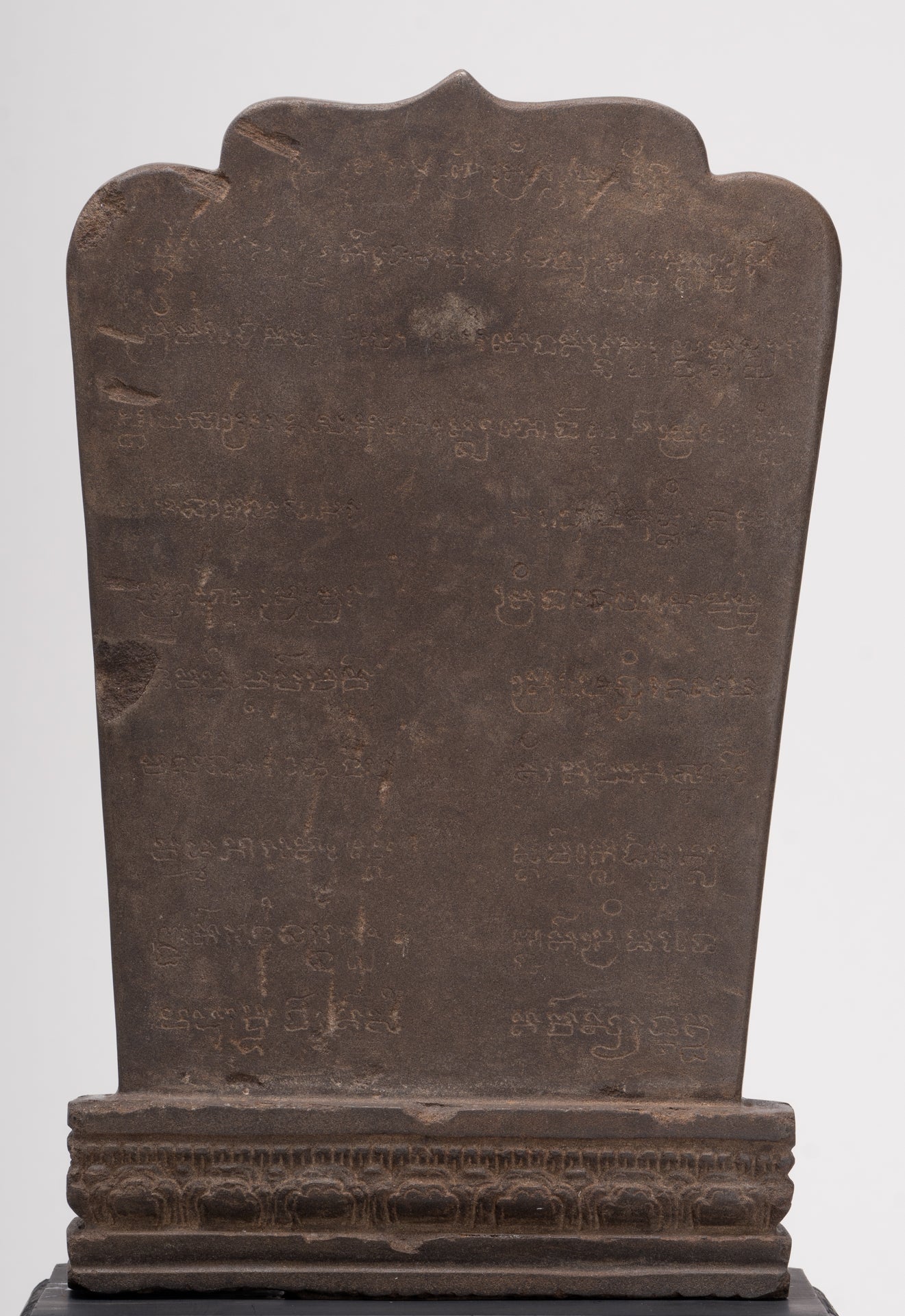 Antique Bayon Style Mounted Stone Stele Vishnu Statue - 42cm/17"