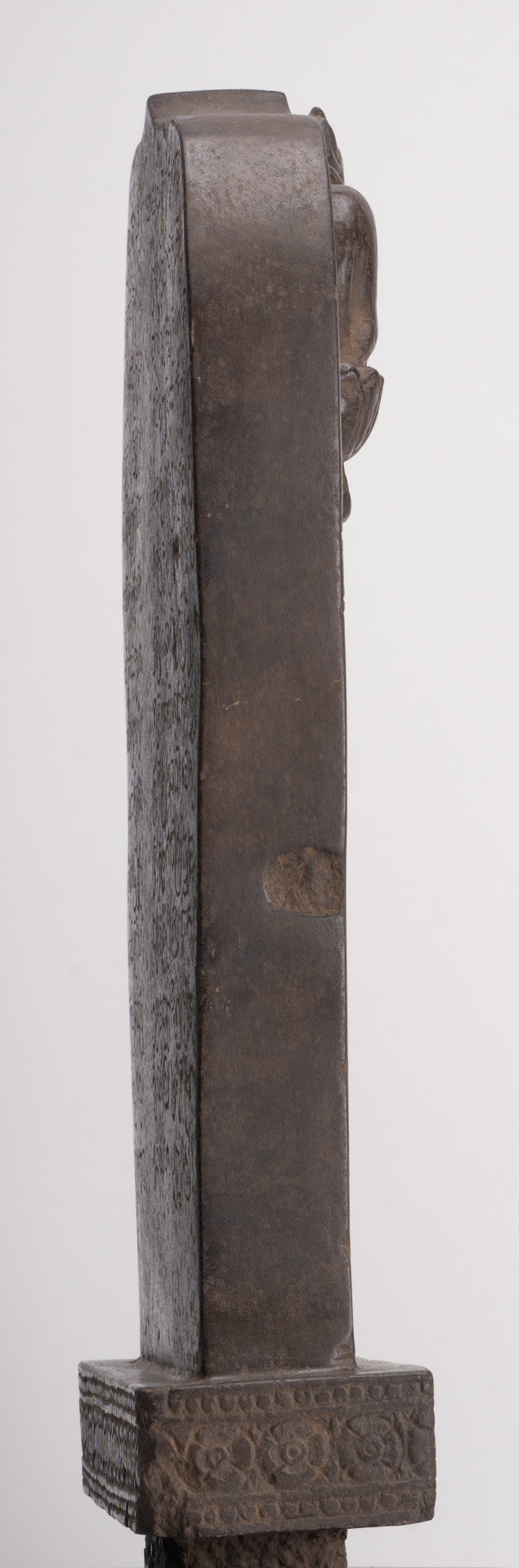 Antique Khmer Style Stone Sanskrit Stele with Nandi - 54cm / 22"