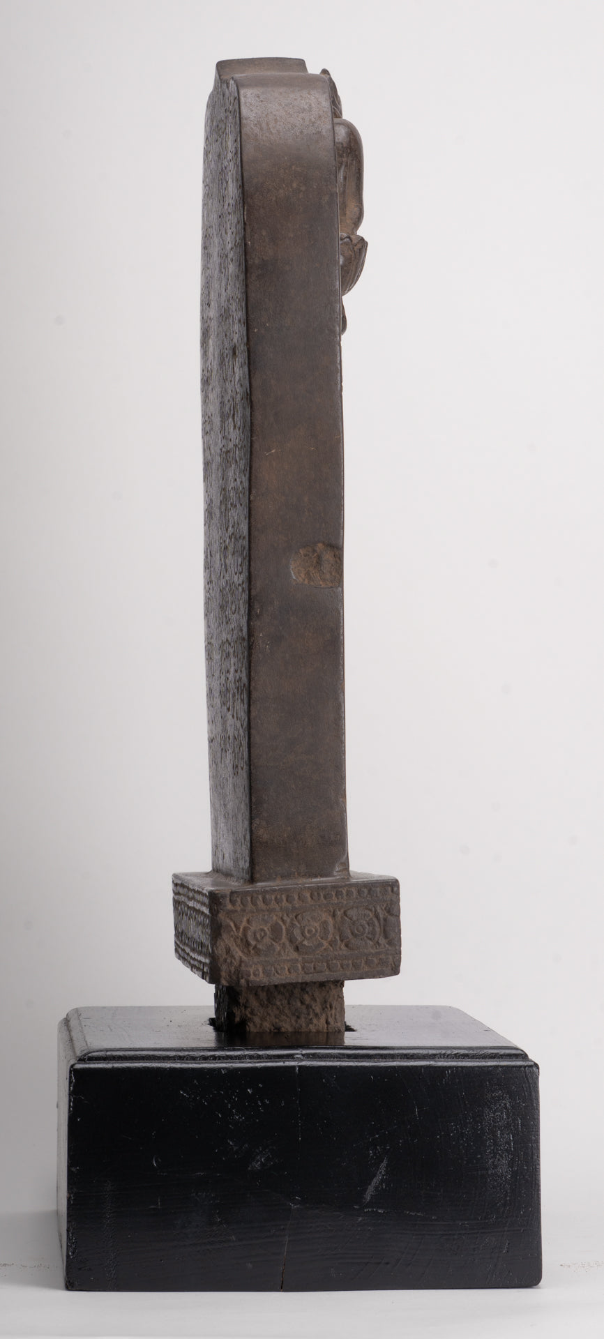 Antique Khmer Style Stone Sanskrit Stele with Nandi - 54cm / 22"