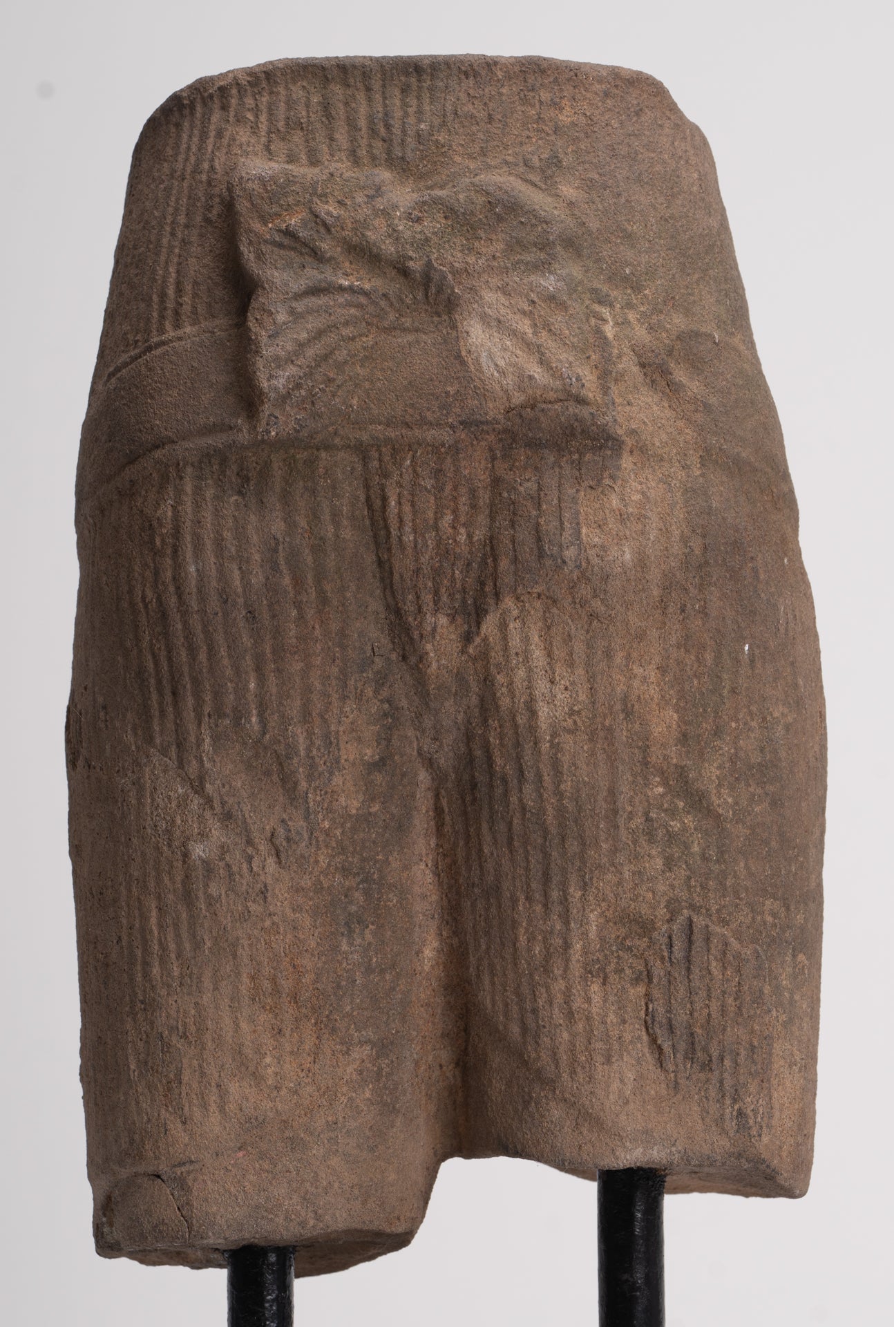 Antique Khmer Style Stone Mounted Baphuon Style Male Torso - 32cm / 13"