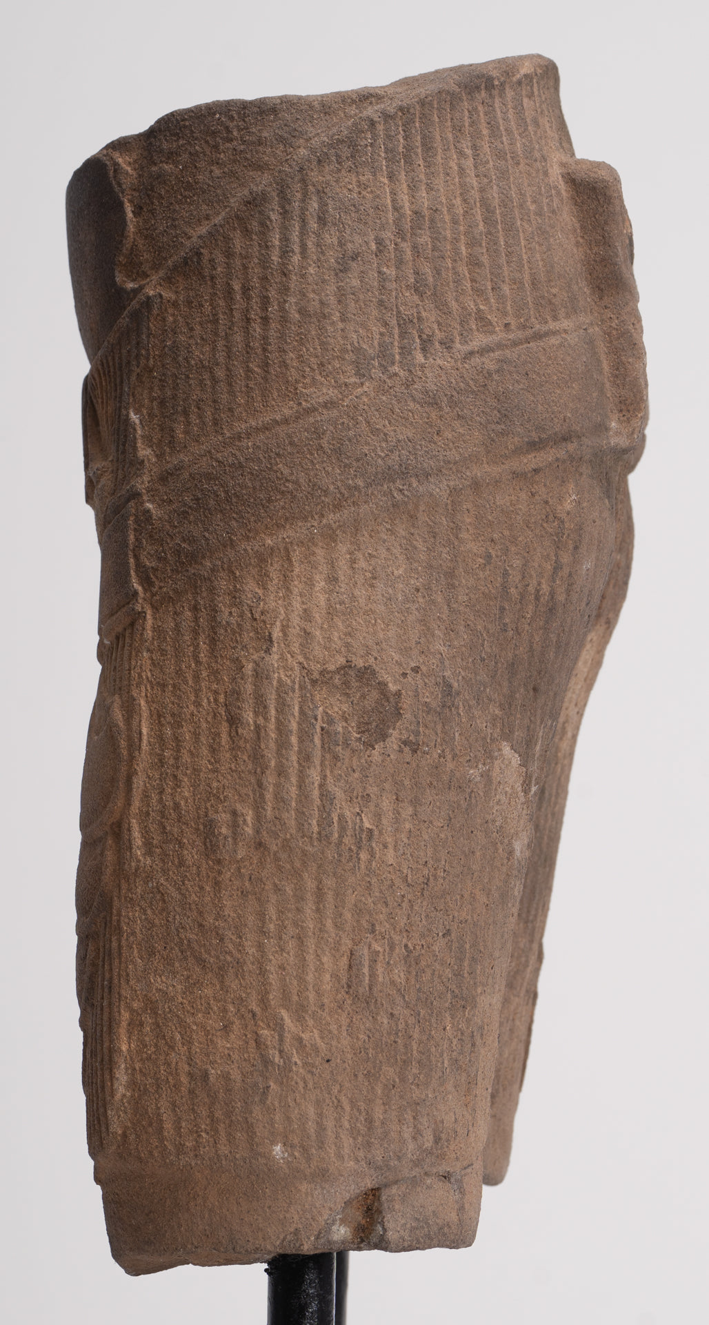 Antique Khmer Style Stone Mounted Baphuon Style Male Torso - 32cm / 13"