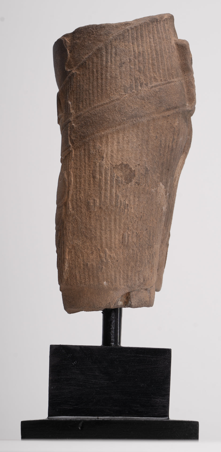 Antique Khmer Style Stone Mounted Baphuon Style Male Torso - 32cm / 13"