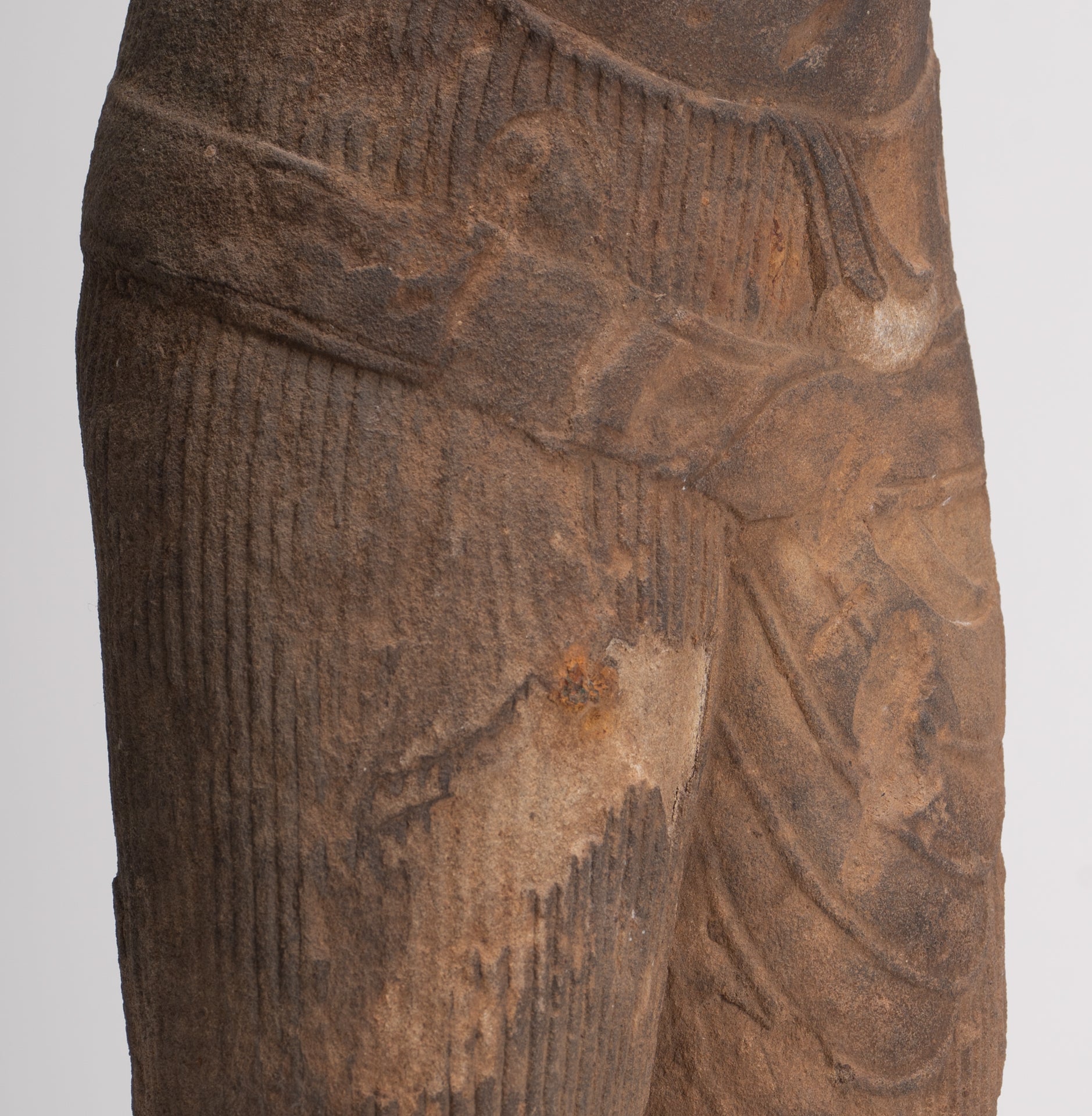 Antique Khmer Style Stone Mounted Baphuon Style Male Torso - 32cm / 13"