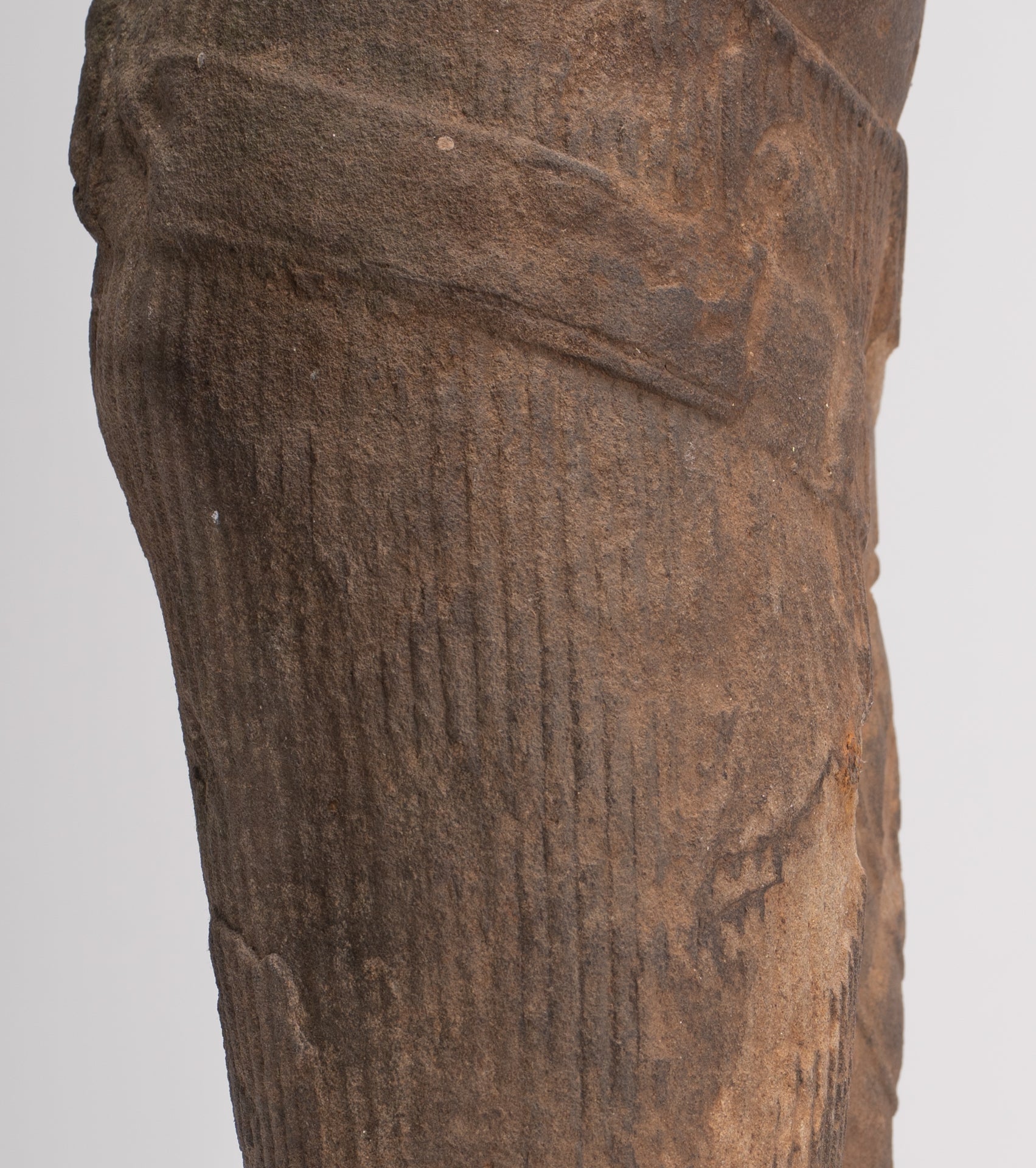 Antique Khmer Style Stone Mounted Baphuon Style Male Torso - 32cm / 13"