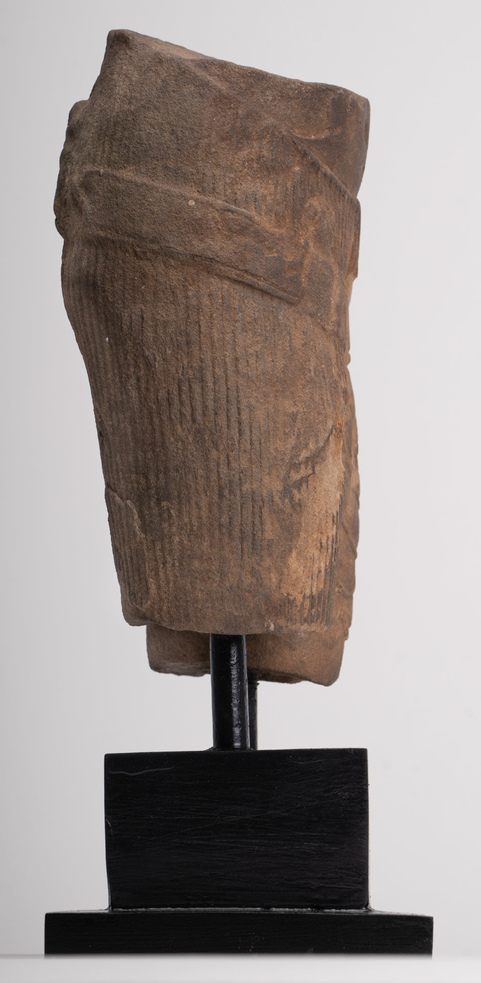 Antique Khmer Style Stone Mounted Baphuon Style Male Torso - 32cm / 13"