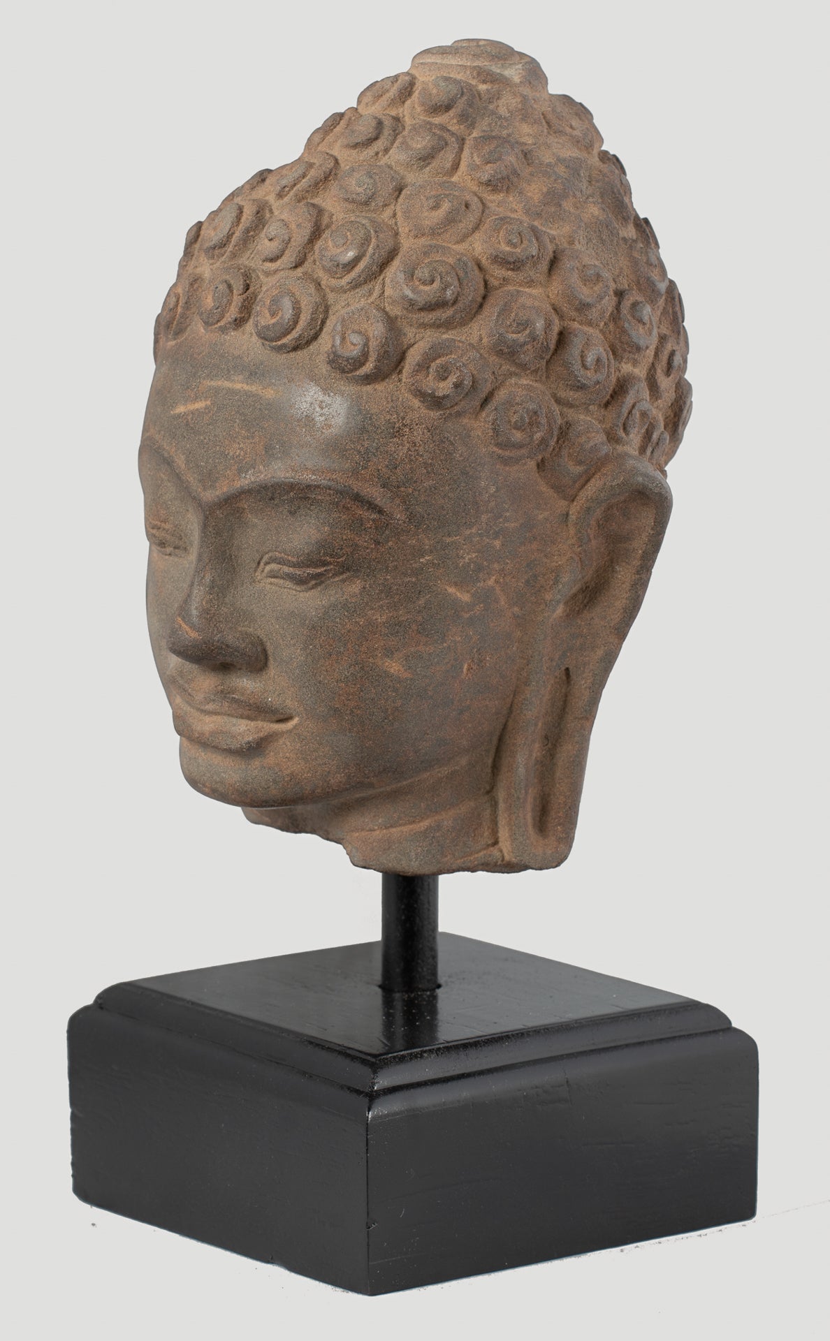 Buddha Statue - Antique Dvaravati Style Thai Stone Buddha Head Statue - 27cm/11"