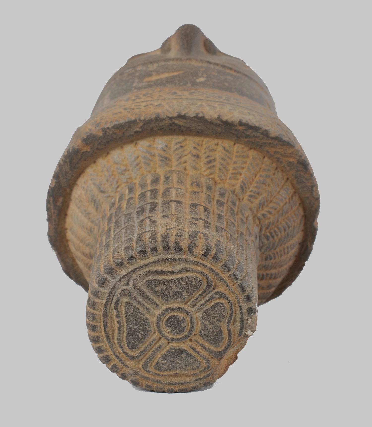 Antique Koh Ker Style Stone Mounted Khmer Vishnu Head - 28cm / 11"