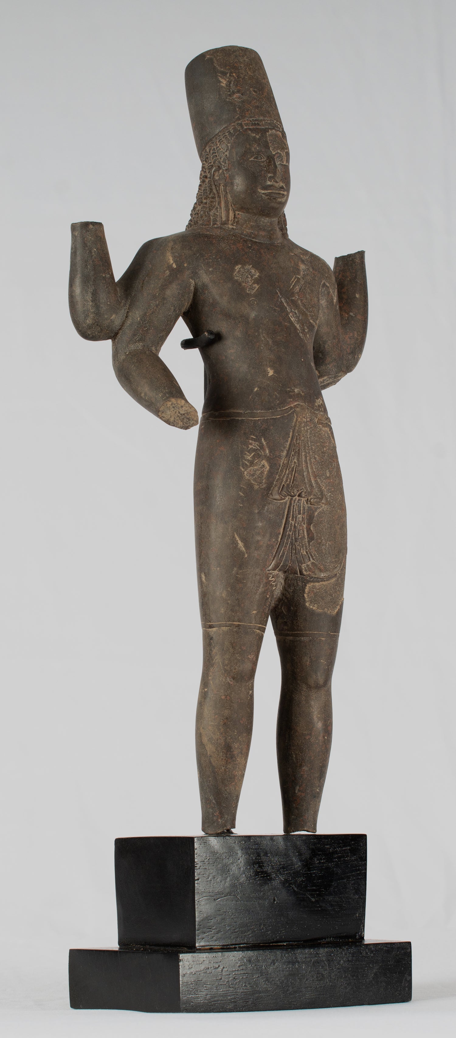 Statue Vishnu - Antique Phnom Da Style Khmer in piedi arenaria Vishnu Busto - 43cm/17 "