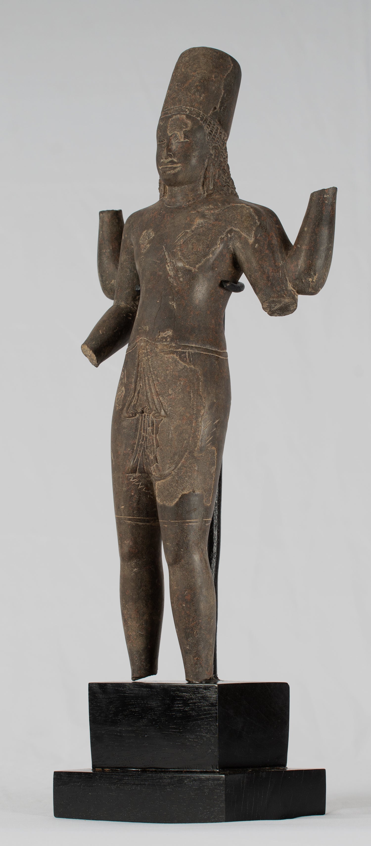 Statue Vishnu - Antique Phnom Da Style Khmer in piedi arenaria Vishnu Busto - 43cm/17 "