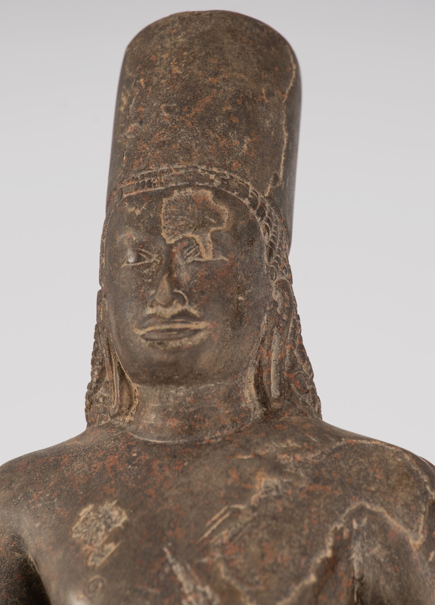 Statue Vishnu - Antique Phnom Da Style Khmer in piedi arenaria Vishnu Busto - 43cm/17 "