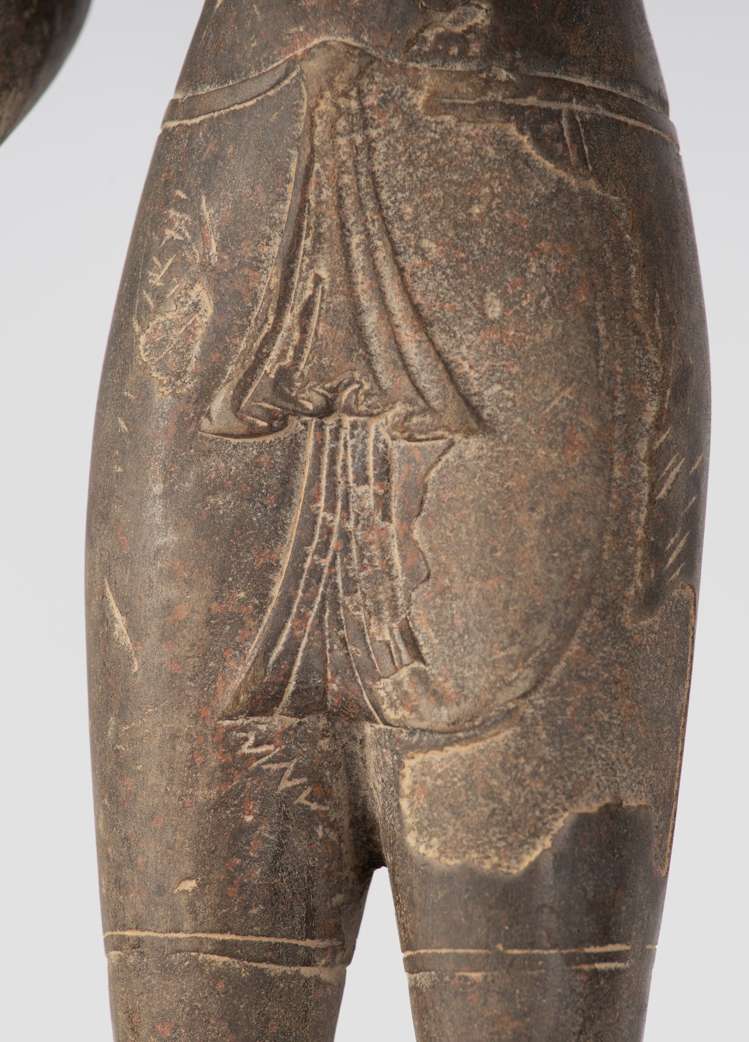 Statue Vishnu - Antique Phnom Da Style Khmer in piedi arenaria Vishnu Busto - 43cm/17 "