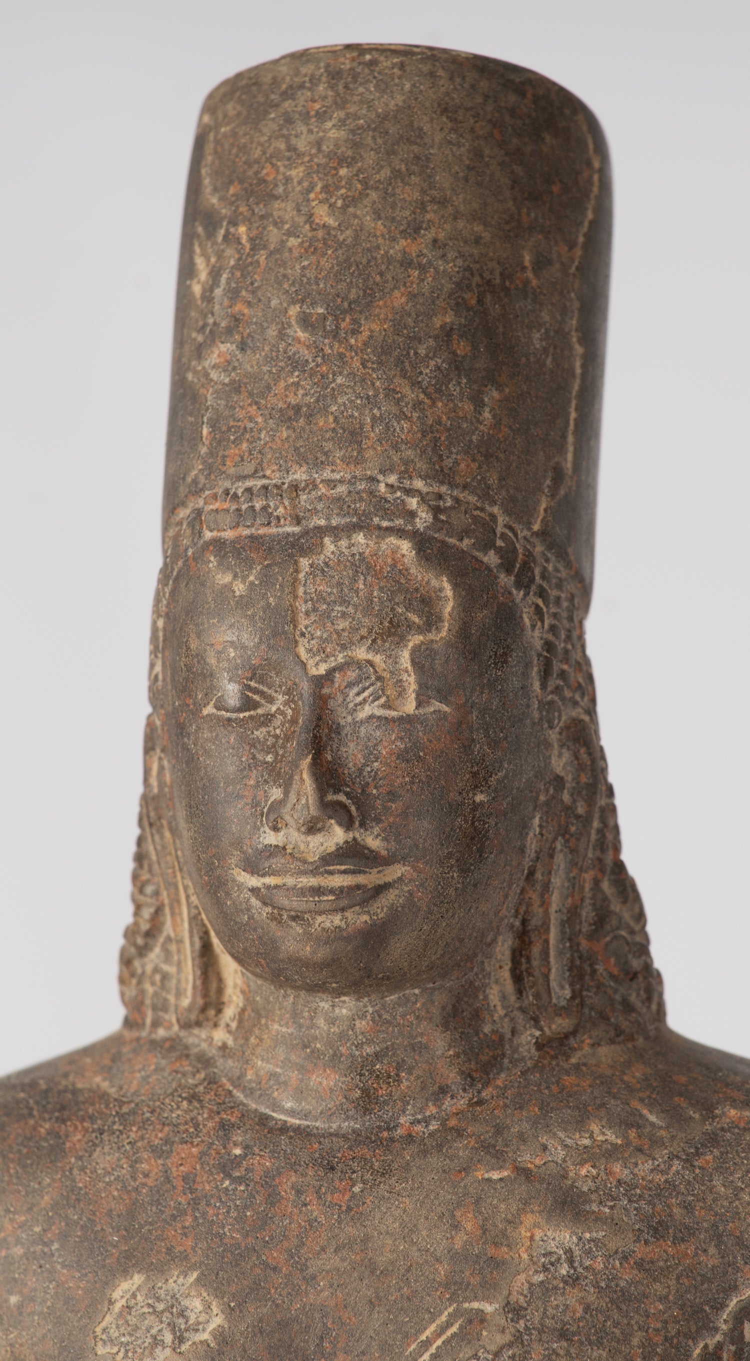 Statue Vishnu - Antique Phnom Da Style Khmer in piedi arenaria Vishnu Busto - 43cm/17 "