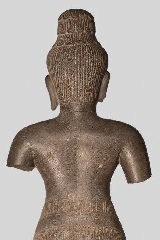 Statua della divinità - Antique Khmer Style Bantey Srei Stone Prajnaparamita Statua / Dea - 107cm / 43 "