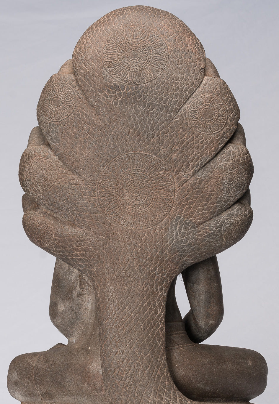 Buddha Statue - Antique Bayon Style Khmer Stone Seated Naga Meditation Buddha - 67cm/27"