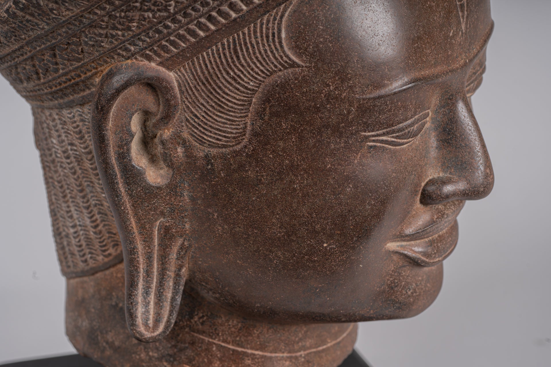 Estatua de Shiva - Estatua de cabeza de Stone Shiva de Khmer Stone de Khmer Stone - El destructor - 54cm/22 "