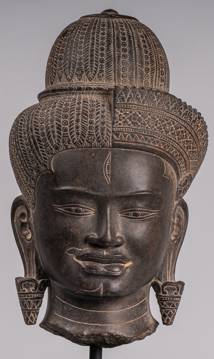 Statue Ardhanarishvara - Antique Baphuon Style Khmer Sandstone in piedi Shiva Parvati Statue - 57cm/23 "