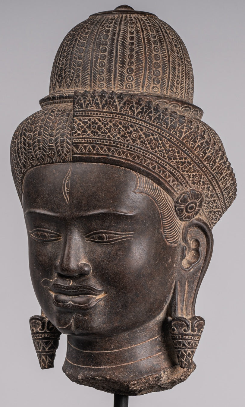 Statue Ardhanarishvara - Antique Baphuon Style Khmer Sandstone in piedi Shiva Parvati Statue - 57cm/23 "