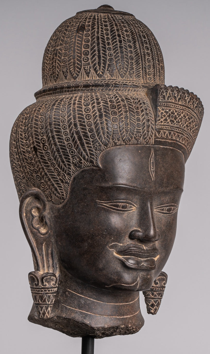 Statue Ardhanarishvara - Antique Baphuon Style Khmer Sandstone in piedi Shiva Parvati Statue - 57cm/23 "