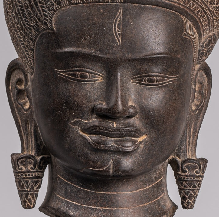 Statue Ardhanarishvara - Antique Baphuon Style Khmer Sandstone in piedi Shiva Parvati Statue - 57cm/23 "