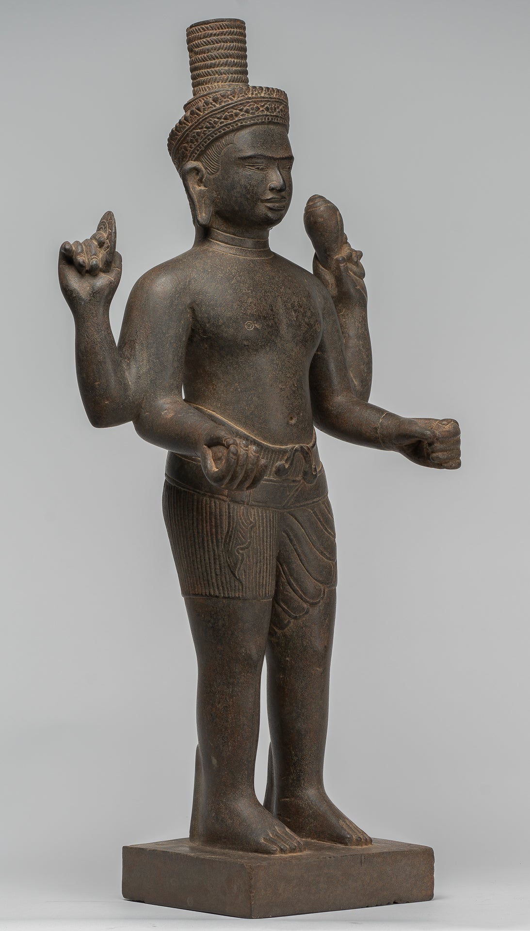 Vishnu - Antique Khmer Style Stone Koh Ker Standing Vishnu Statue - 52cm/21"