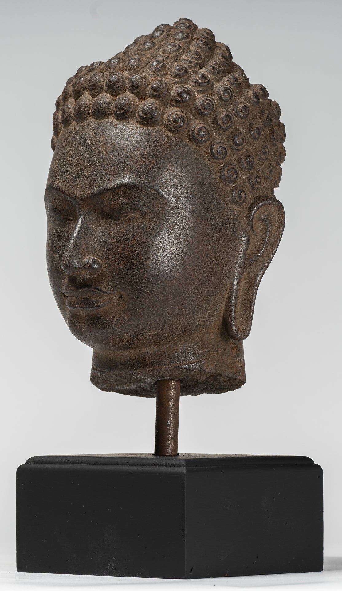 Buddha Statue - Antique Dvaravati Style Thai Stone Buddha Head Statue - 41cm/16"