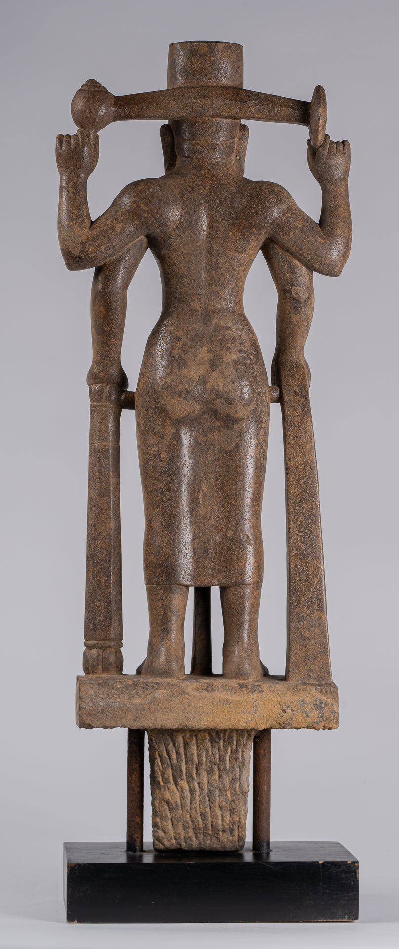 Vishnu Sculpture - Antique Pre-Angkor Style Mounted Sandstone Vishnu Statue - 91cm/36"