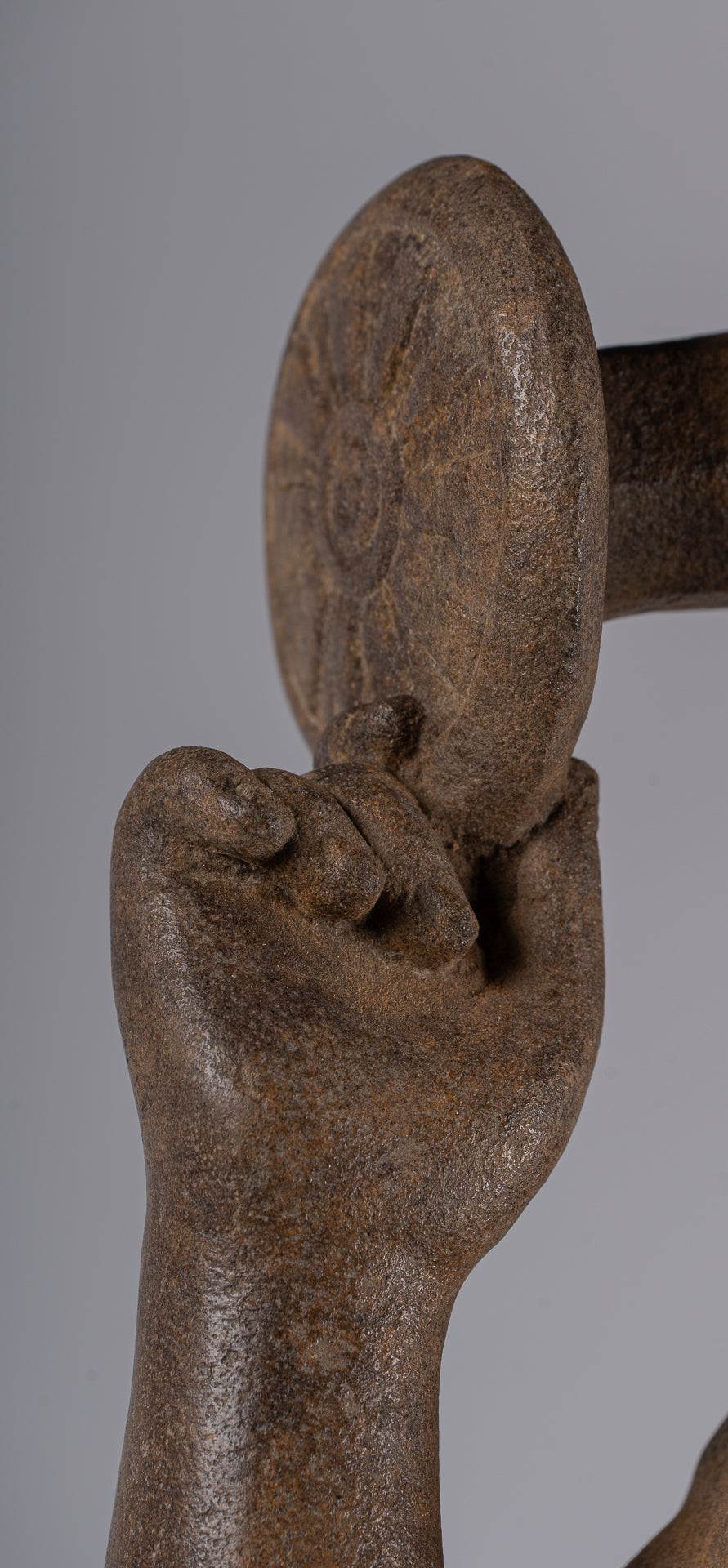 Vishnu Sculpture - Antique Pre-Angkor Style Mounted Sandstone Vishnu Statue - 91cm/36"