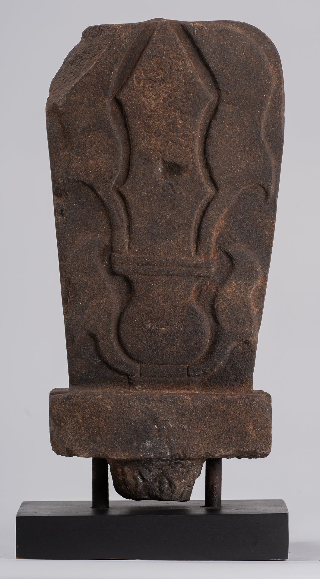 Ganesha Stele - Antique Vietnamese Style Stone Cham Mounted Ganesha Stele - 47cm/19"
