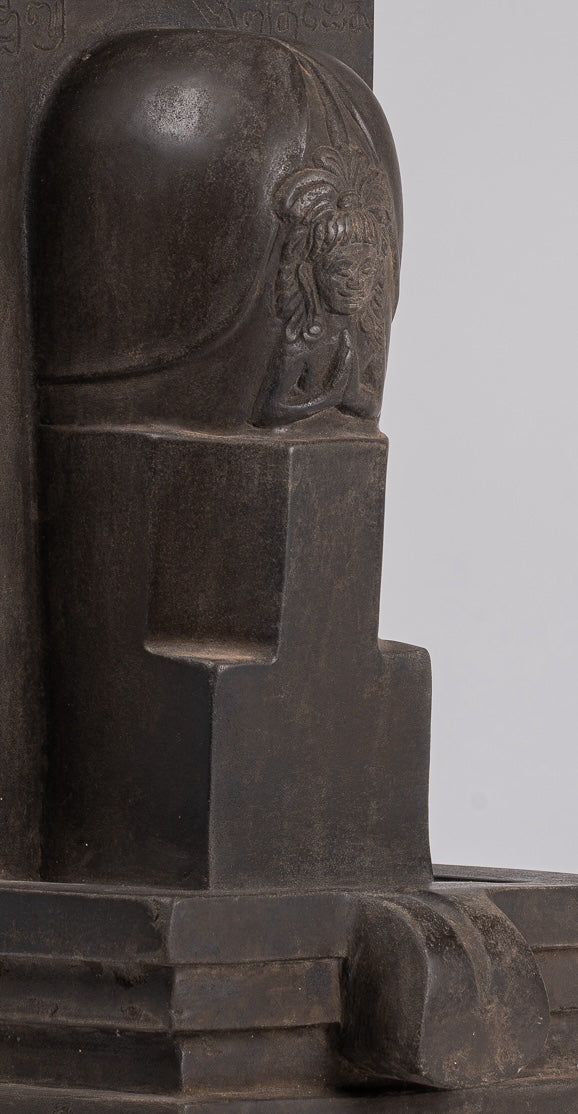 Stone Linga - Antique Khmer Style Sandstone Shiva Linga / Lingnum & Yoni - 54cm/22"