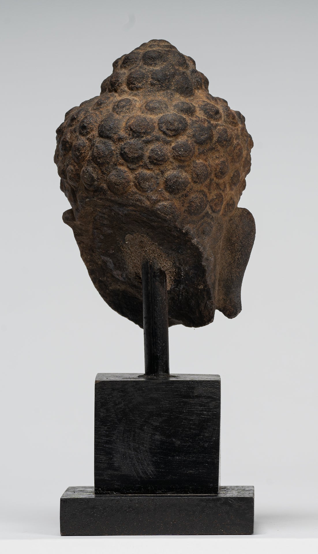 Stone Buddha Statue - Antique Khmer Style Stone Phnom Da Buddha Head - 23cm/9"