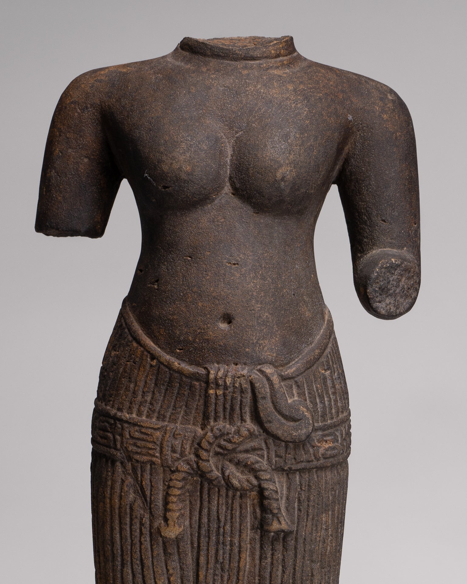 Lakshmi Statue - Antique Baphuon Style Stone Lakshmi / Devi Consort of Vishnu Torso - 57cm/23"