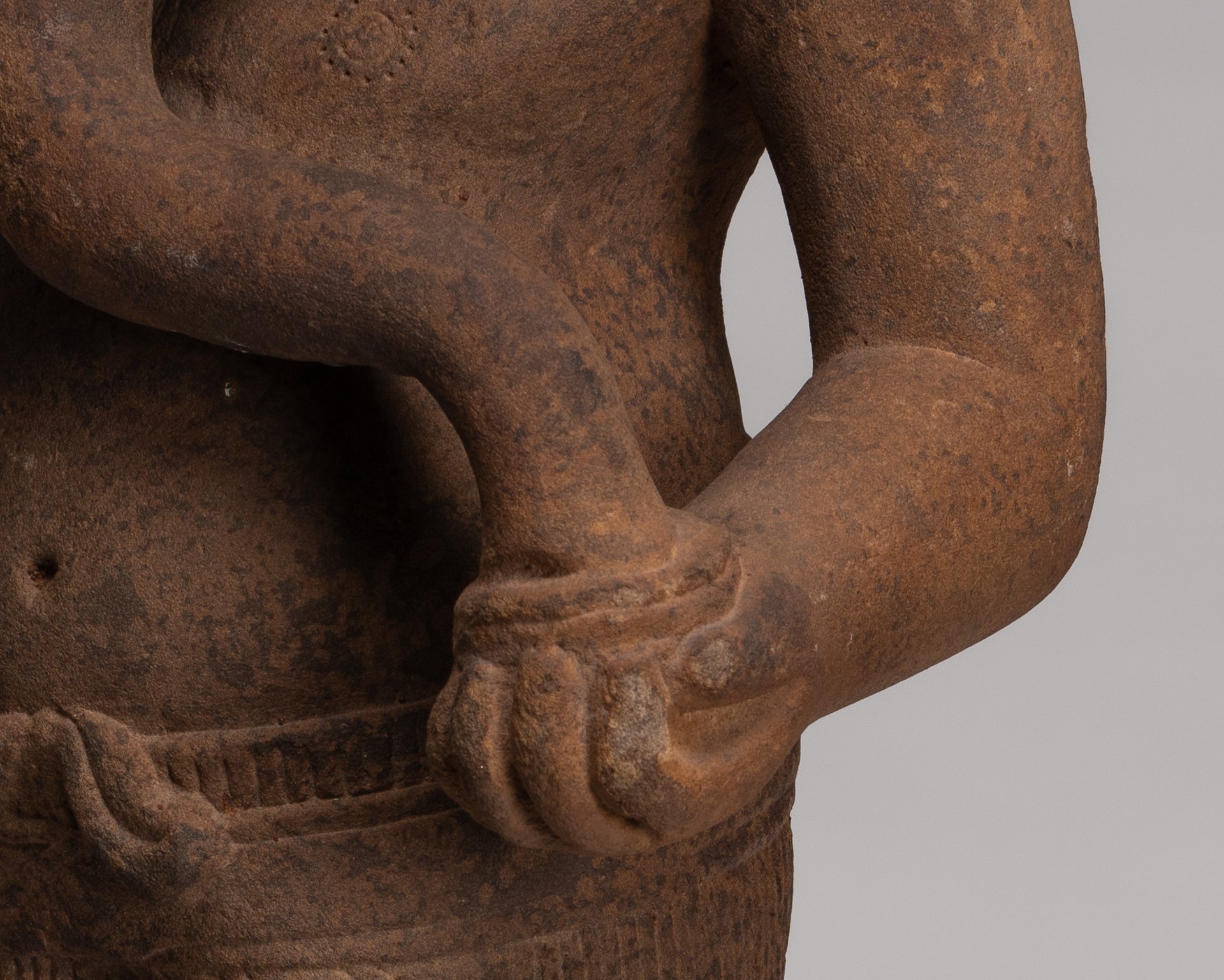 Ganesha Statue - Antique Khmer Style Stone Baphuon Mounted Ganesha Torso Statue - 66cm/26"