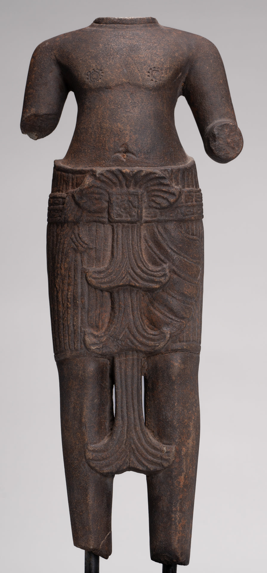 Male Statue - Antique Stone Angkor Wat Style Male Deity Torso - 53cm / 21"