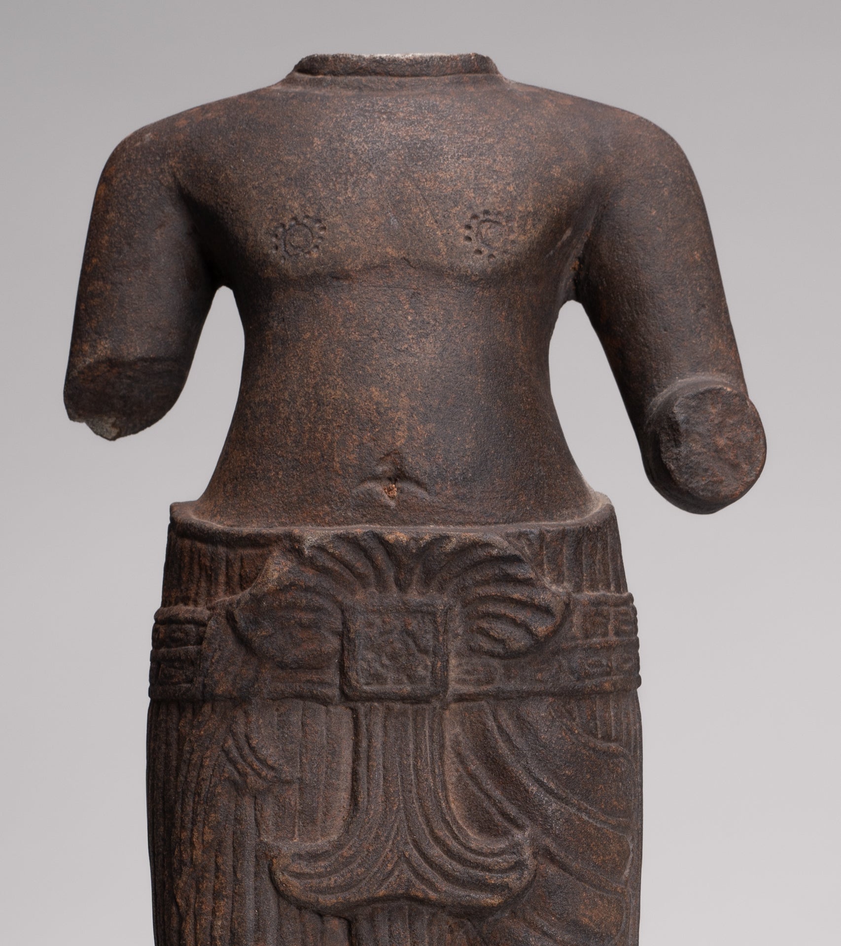 Male Statue - Antique Stone Angkor Wat Style Male Deity Torso - 53cm / 21"