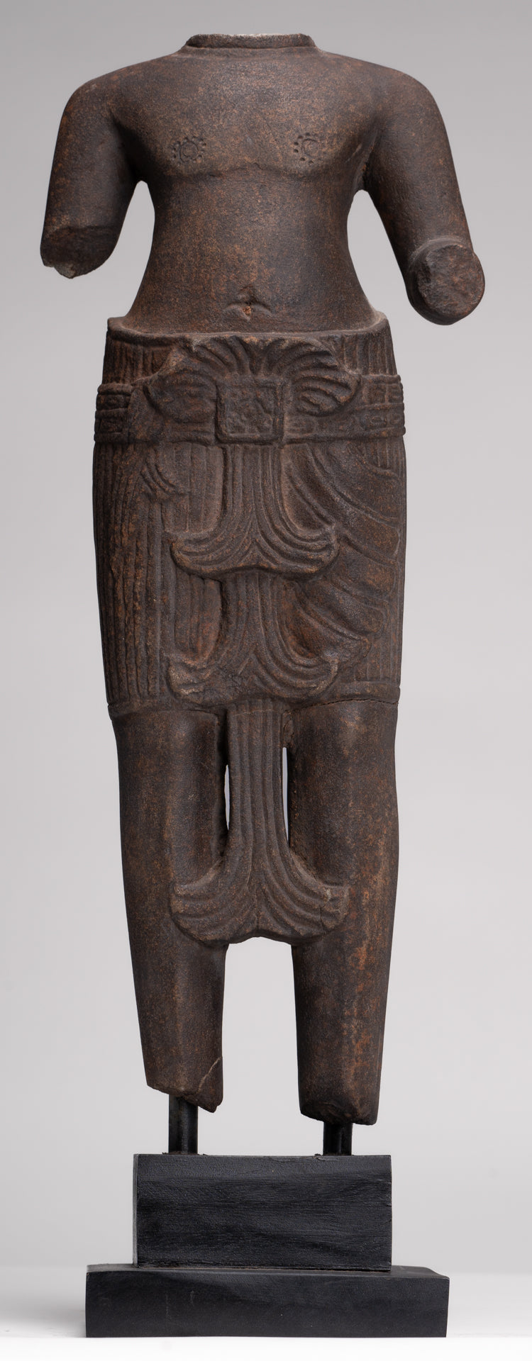 Male Statue - Antique Stone Angkor Wat Style Male Deity Torso - 53cm / 21"