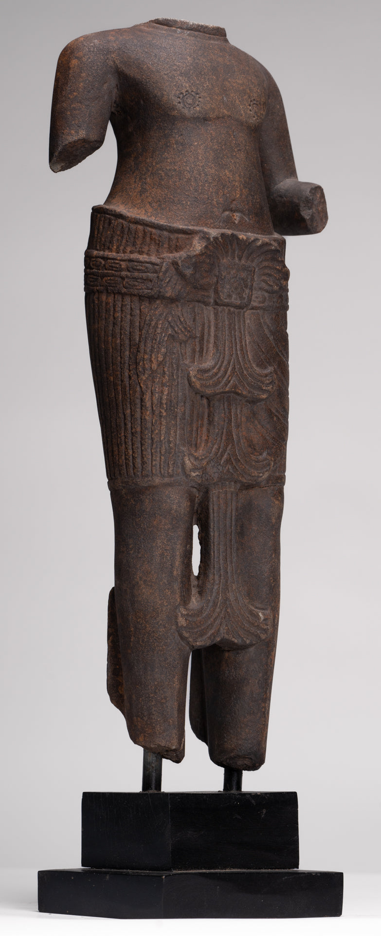 Male Statue - Antique Stone Angkor Wat Style Male Deity Torso - 53cm / 21"