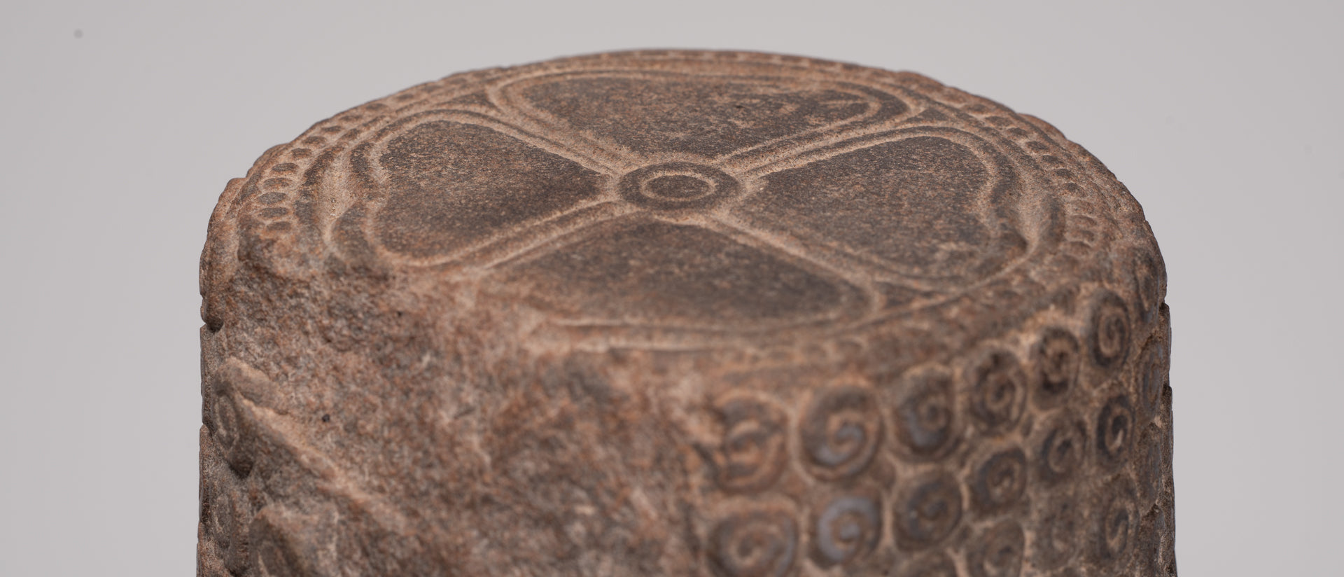 Lokeshvara Statue - Antique Khmer Style Mounted Stone Bayon Style Lokeshvara Head - 48cm/19"