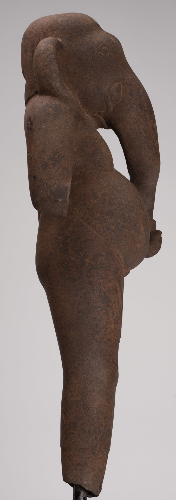 Ganesha Statue - Antique Vietnamese Style Stone Cham Mounted Ganesha Torso Statue - 70cm/28"