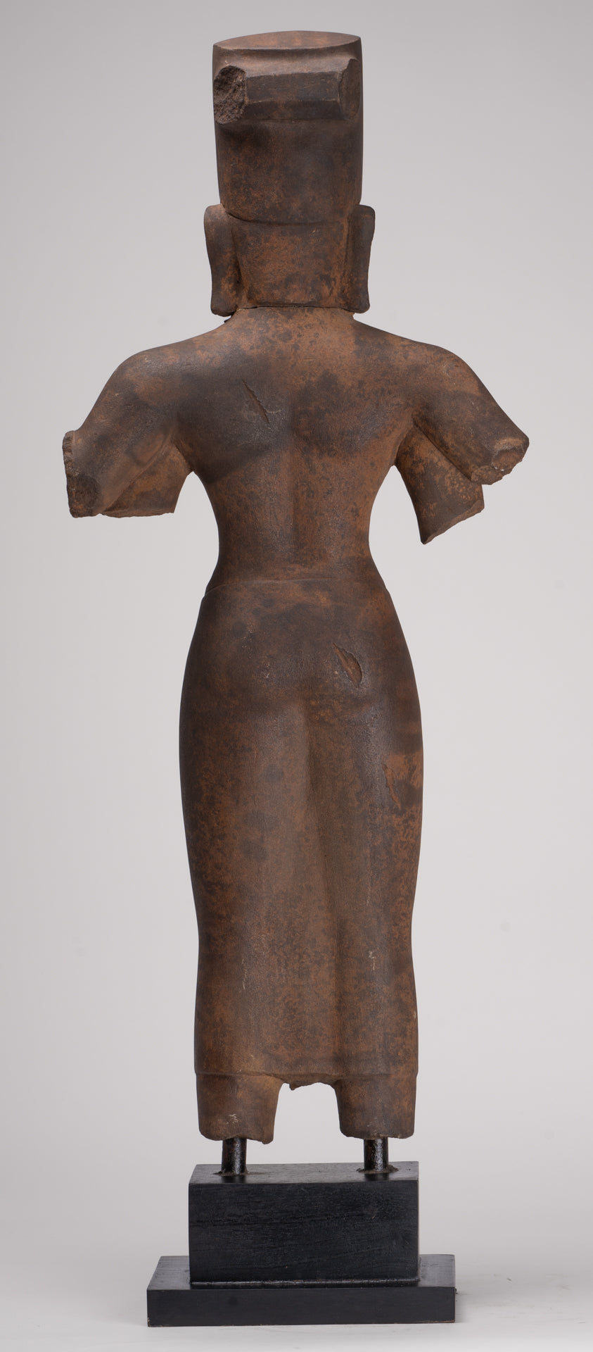 Vishnu Sculpture - Antique Phnom Da Style Mounted Sandstone Vishnu Statue - 73cm/29"