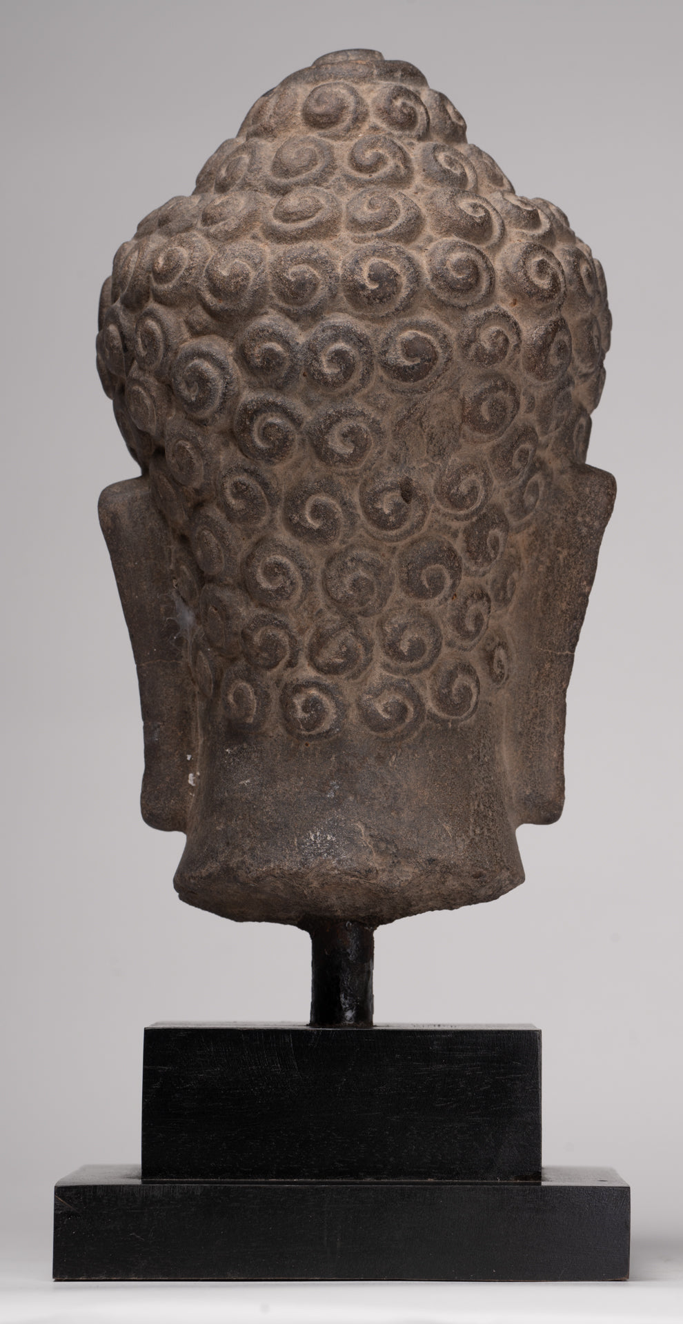 Stone Buddha Statue - Antique Khmer Style Stone Phnom Da Buddha Head - 34cm/14"