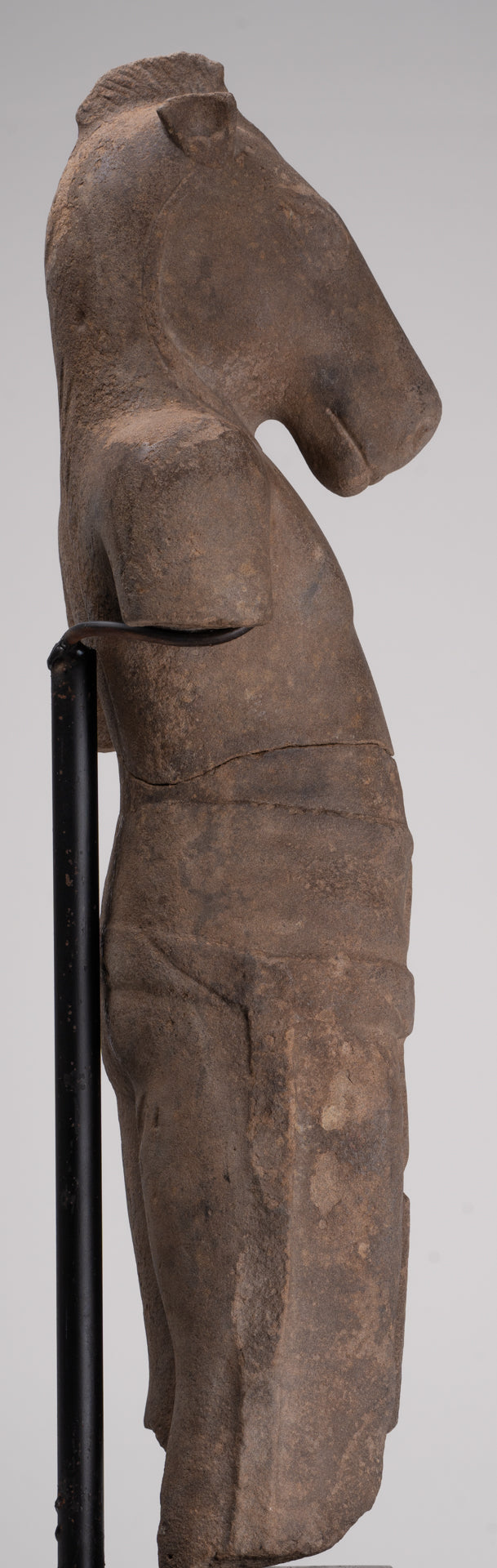 Antique Khmer Style Stone Phnom Da Hayagriva Kalkin Horse of Vishnu - 68cm/27"