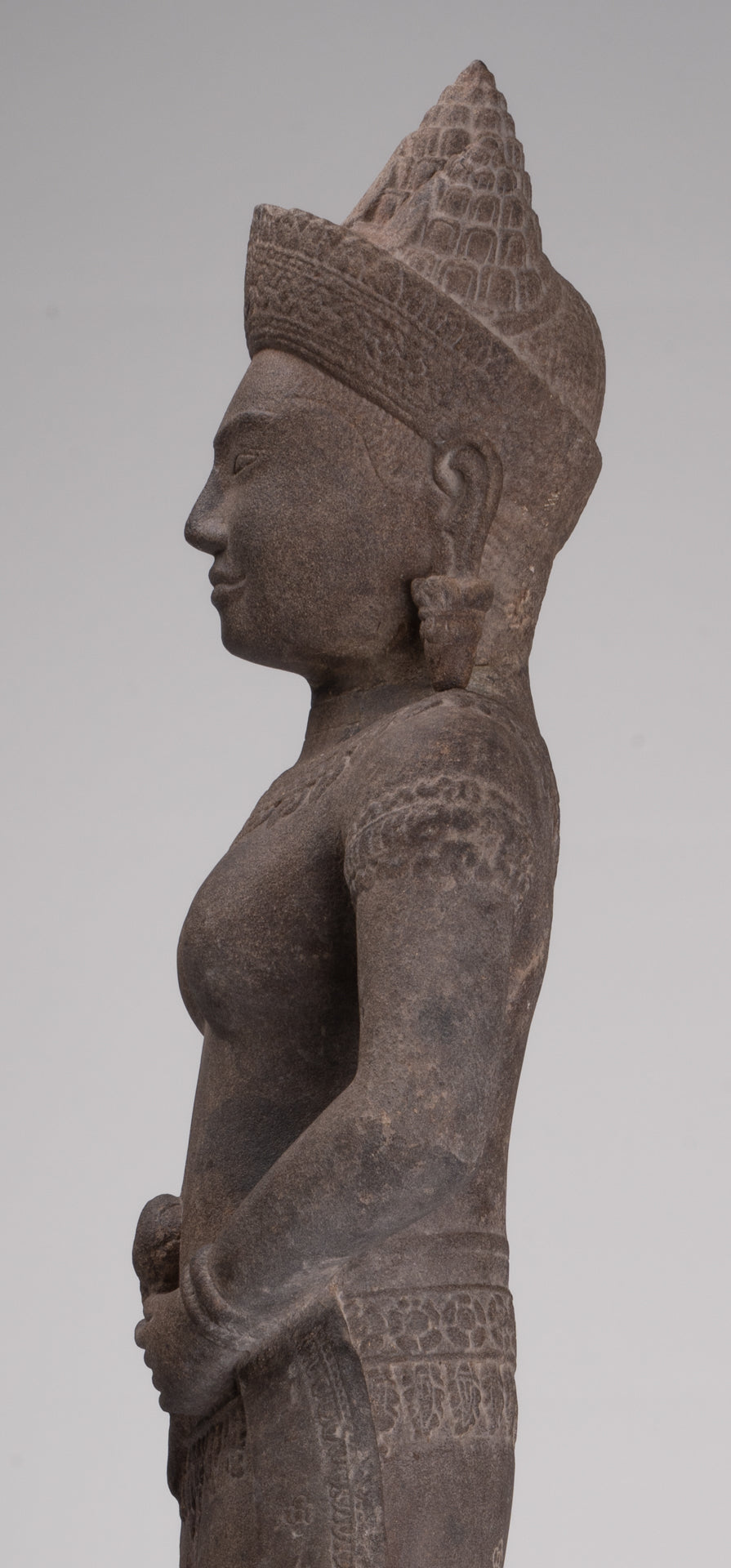 Apsara Statue - Antique Khmer Style Stone Angkor Wat Apsara or Angel Statue - 74cm/30"