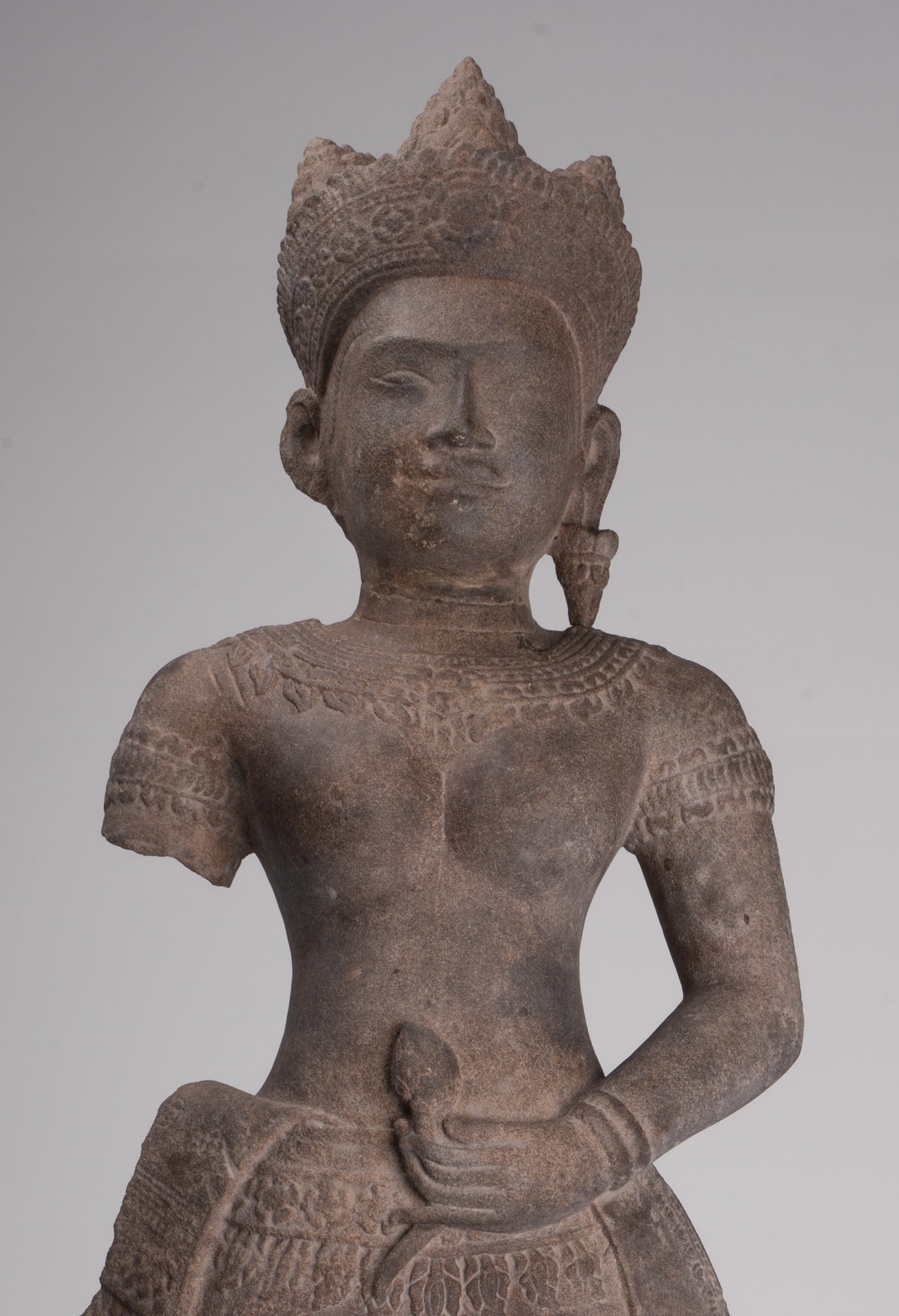 Apsara Statue - Antique Khmer Style Stone Angkor Wat Apsara or Angel Statue - 74cm/30"