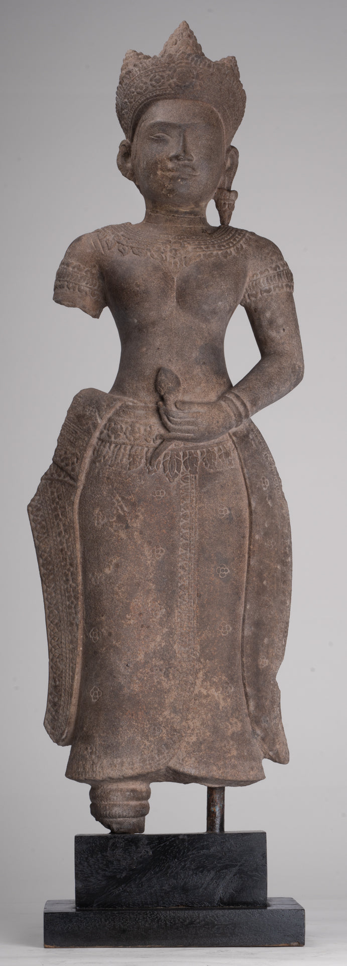 Apsara Statue - Antique Khmer Style Stone Angkor Wat Apsara or Angel Statue - 74cm/30"