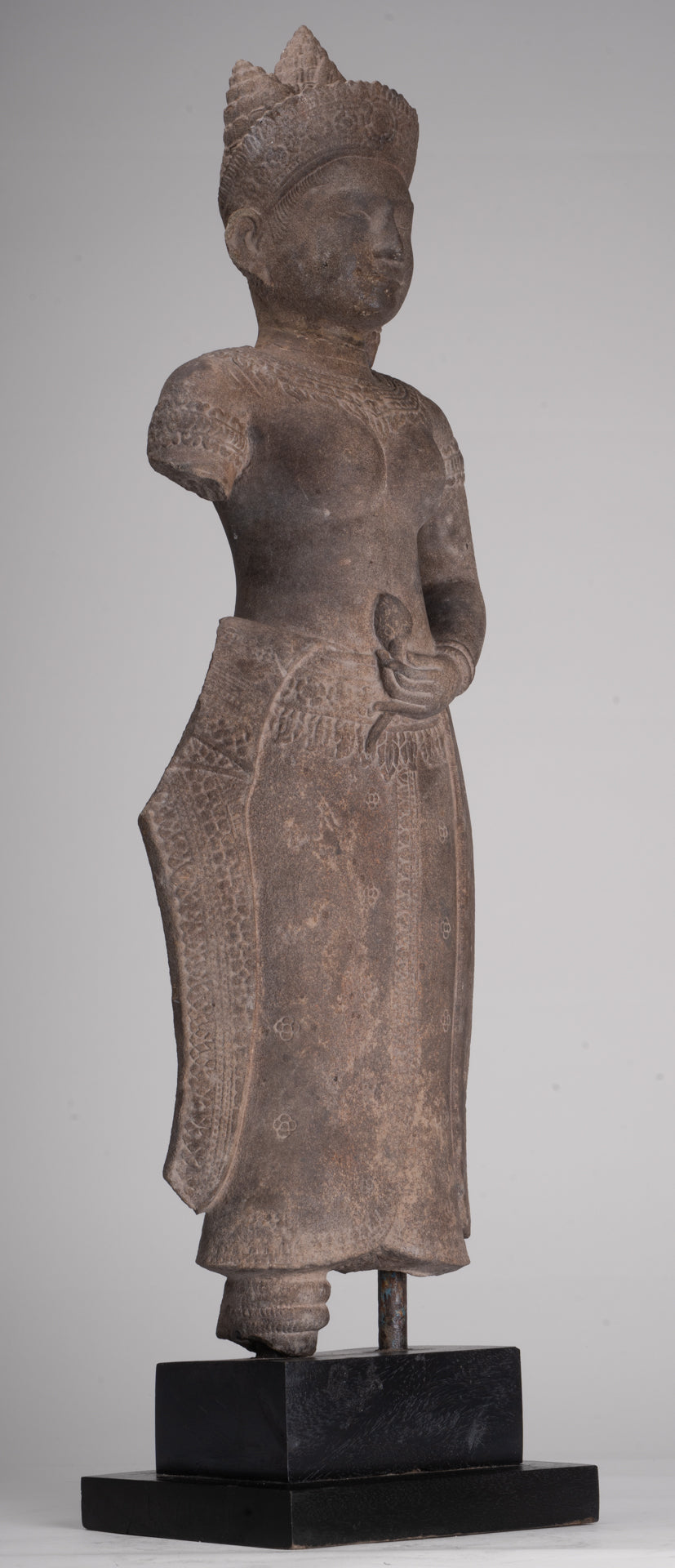 Apsara Statue - Antique Khmer Style Stone Angkor Wat Apsara or Angel Statue - 74cm/30"