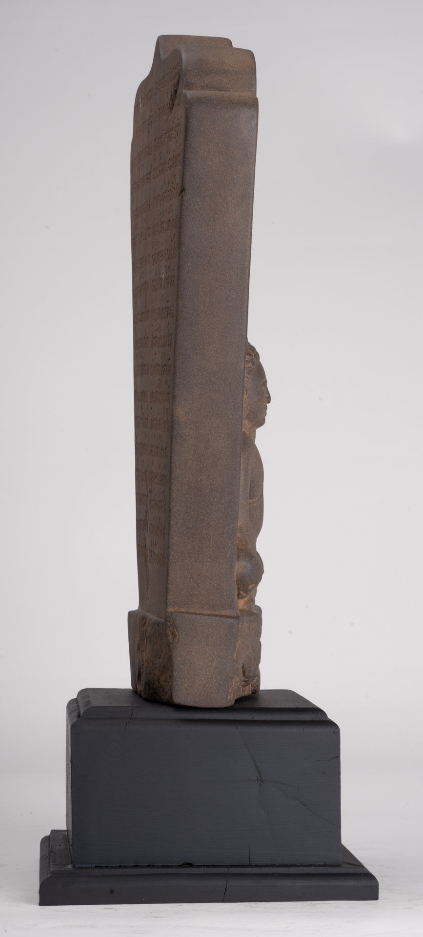 Buddha Statue - Antique Khmer Style Stone Stele Seated Meditation Buddha Statue - 46cm/18"