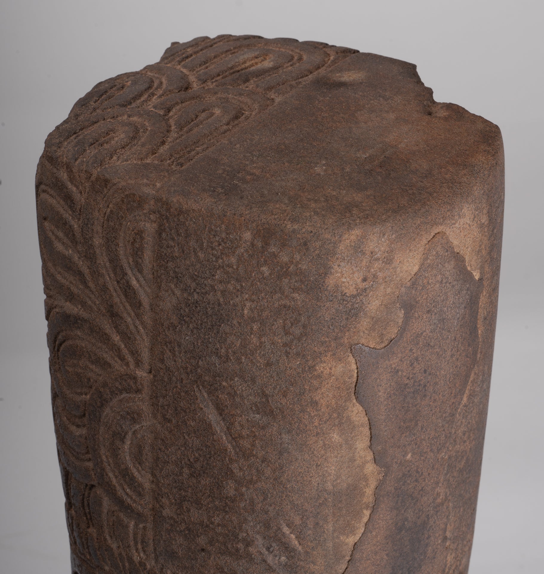 HariHara Statue - Antique Phnom Da Style Stone Khmer Hari Hara or Vishnu & Shiva Head - 43cm/17"