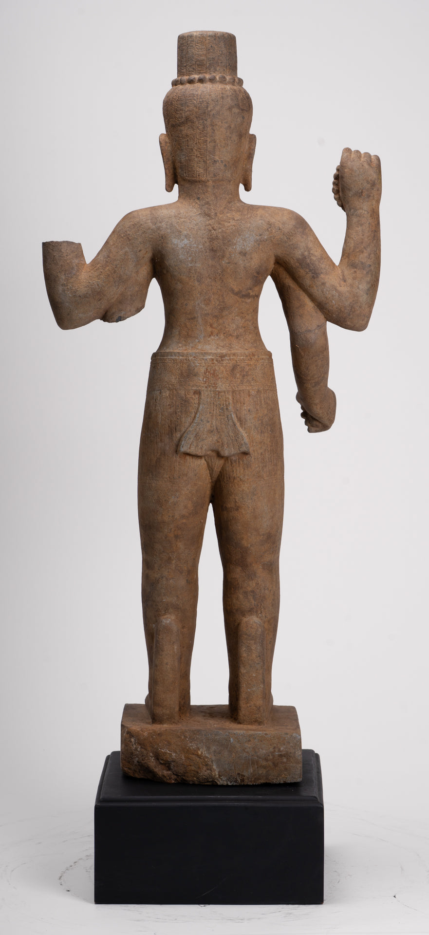 Antique Khmer Style Stone Koh Ker Standing Bodhisattva Avalokitesvara Statue - 91cm/36"